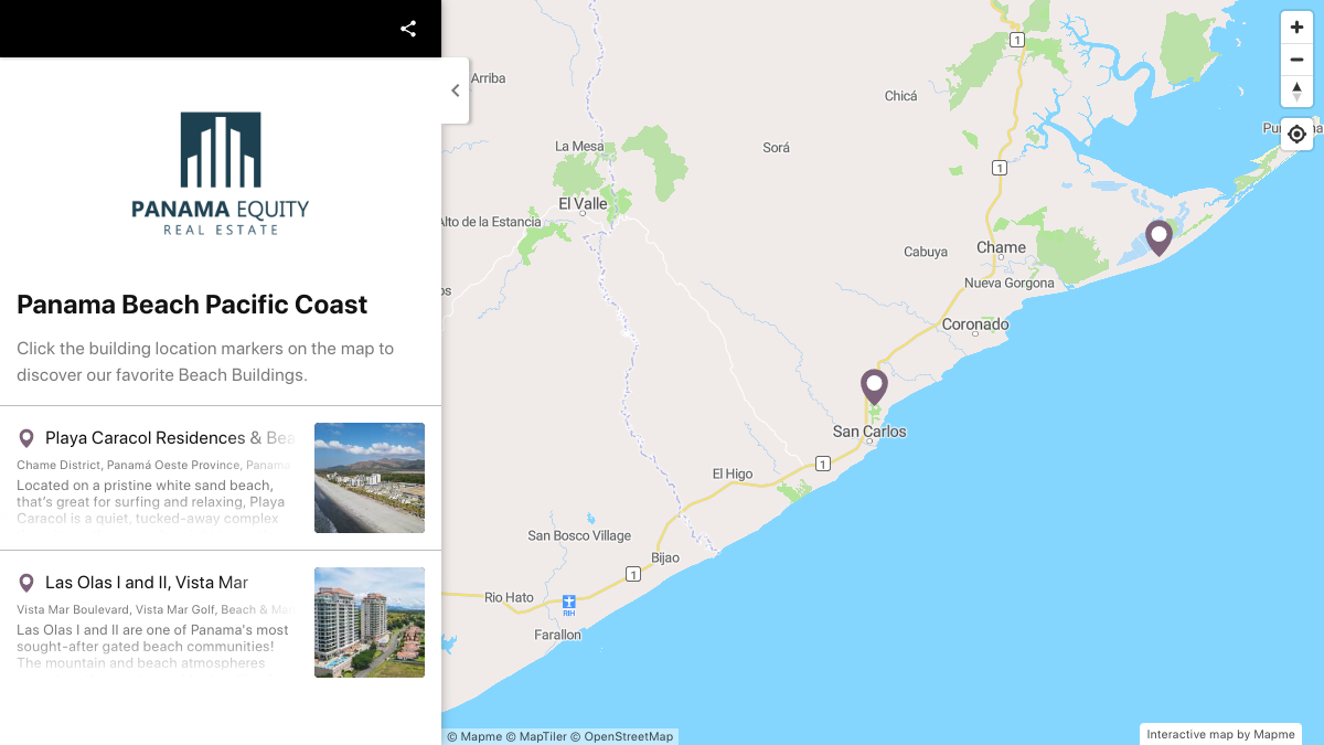 Panama Beach Pacific Coast | Interactive Map