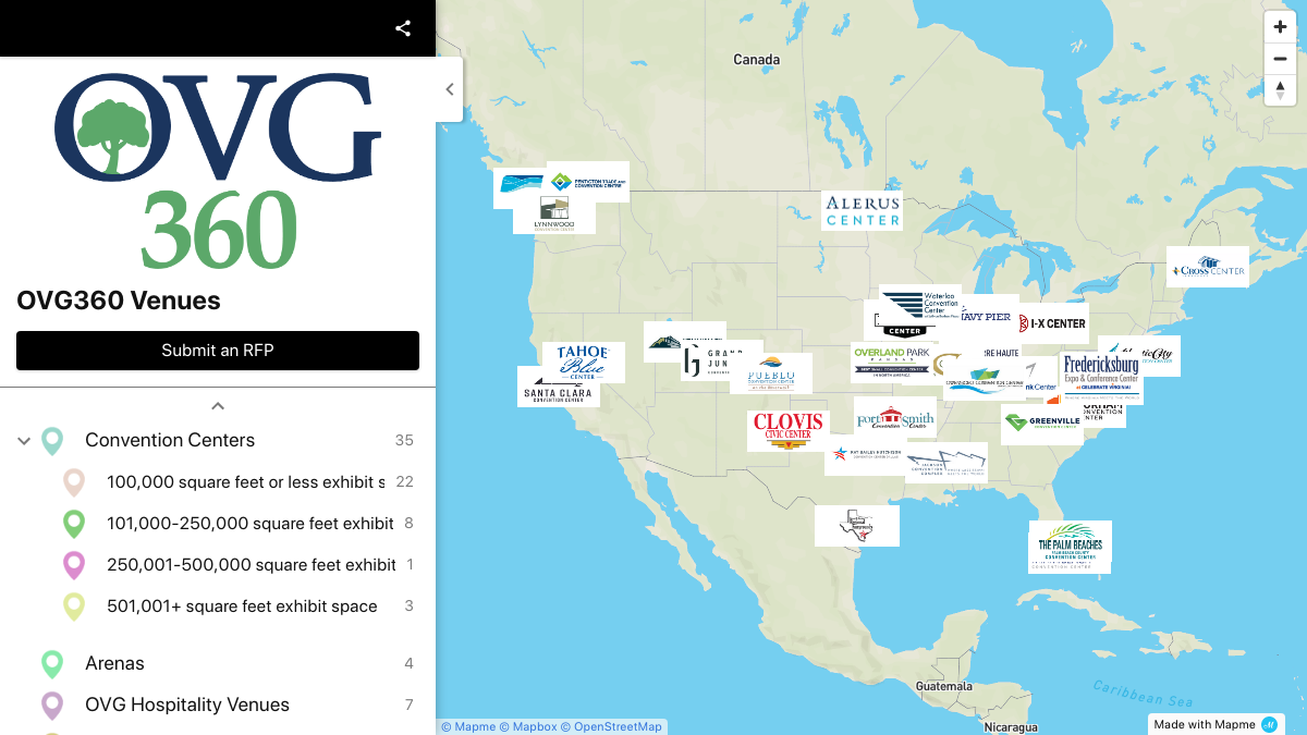 OVG Venues - North America | Interactive Map