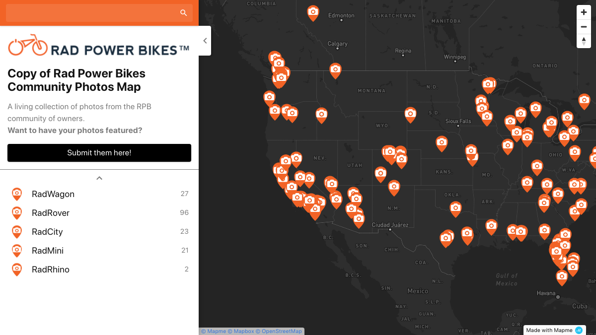 Rad Power Bikes Community Photos Map | Interactive Map