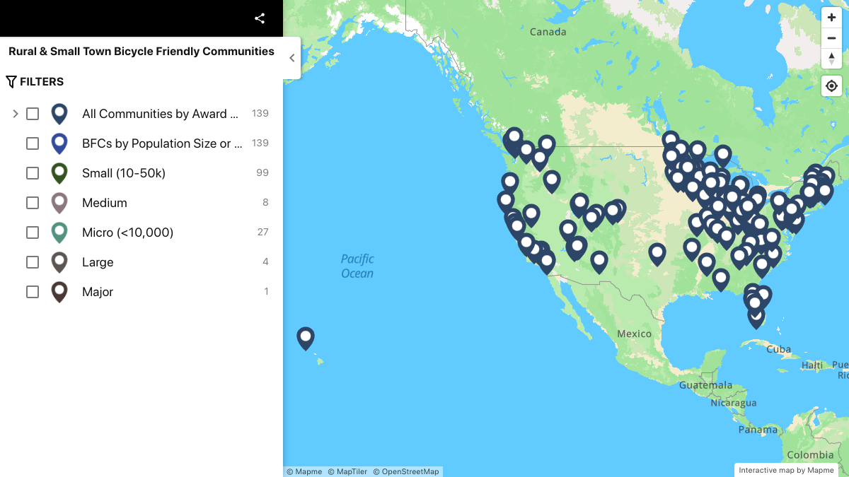 Rural Small Town Bicycle Friendly Communities | Interactive Map