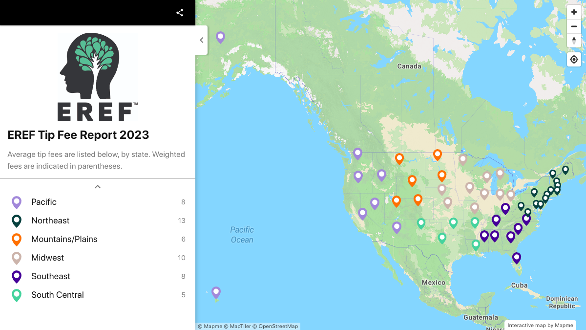 EREF Tip Fee Report 2024 | Interactive Map