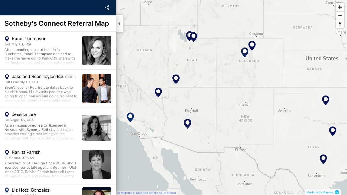 Sotheby s Connect Referral Map | Interactive Map