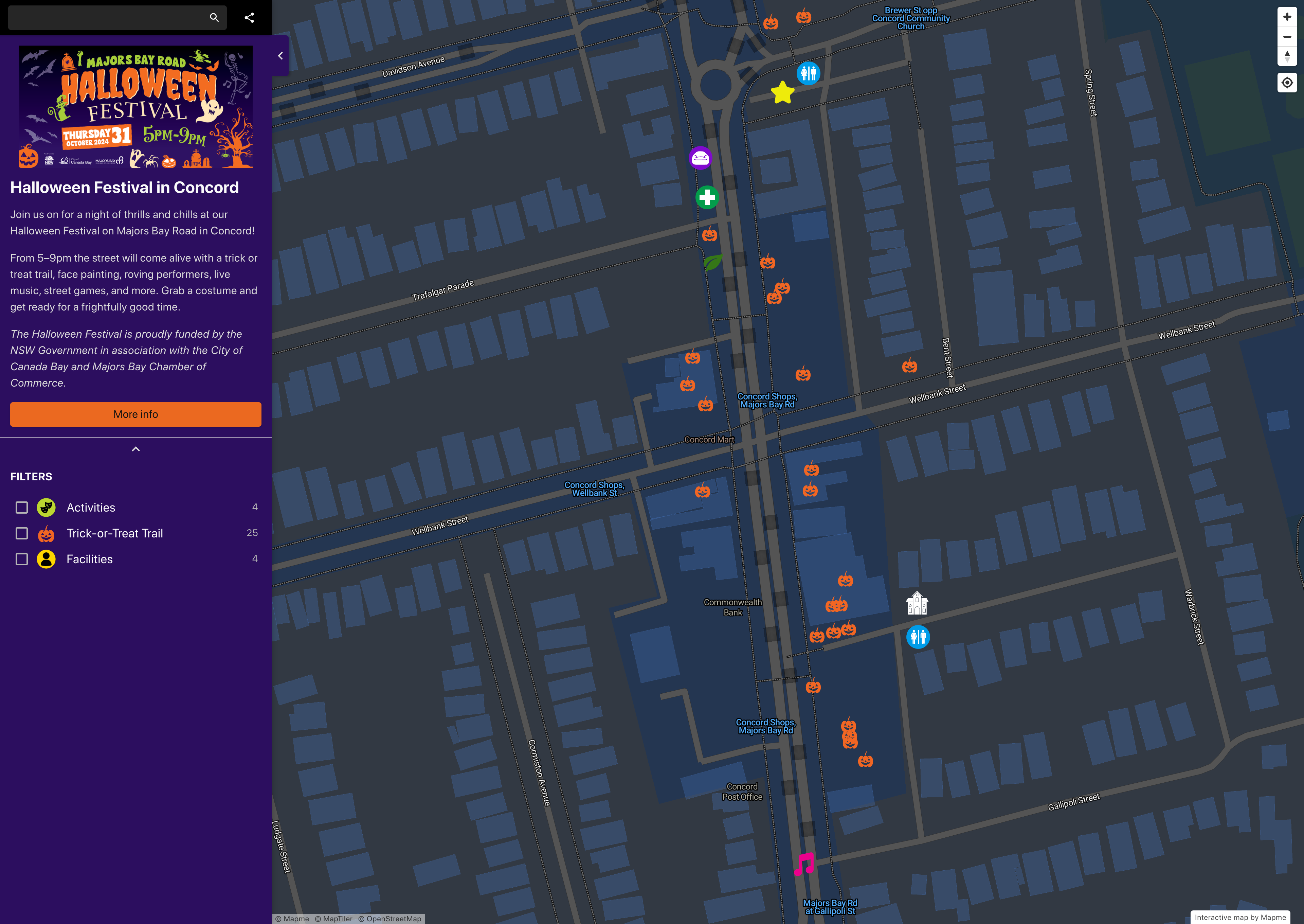 Majors Bay Road Halloween Festival 2026 | Interactive Map