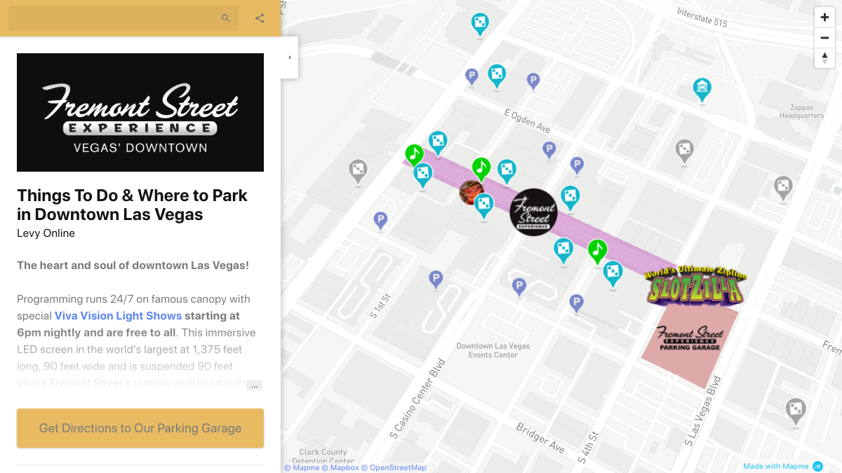 Interactive Map of Downtown Las Vegas | Fremont Street, image size:1200x675
