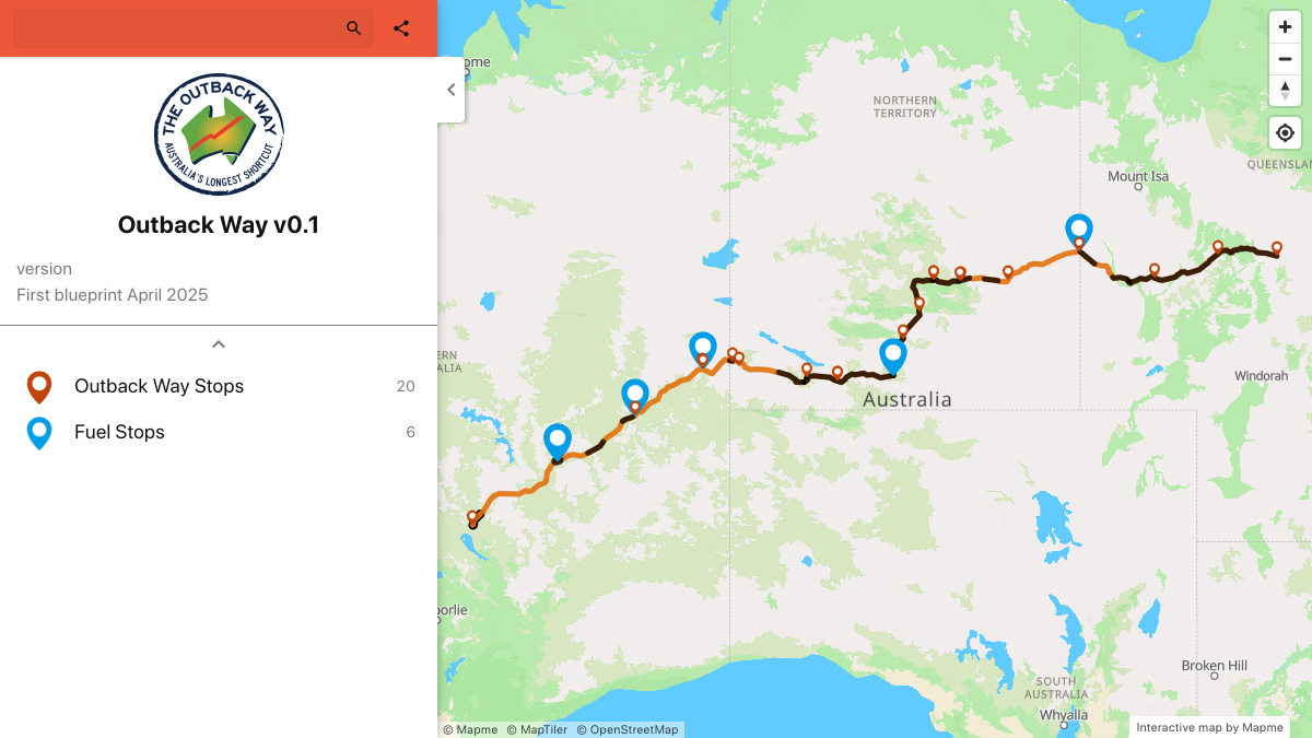 Outback Way Blueprint | Interactive Map